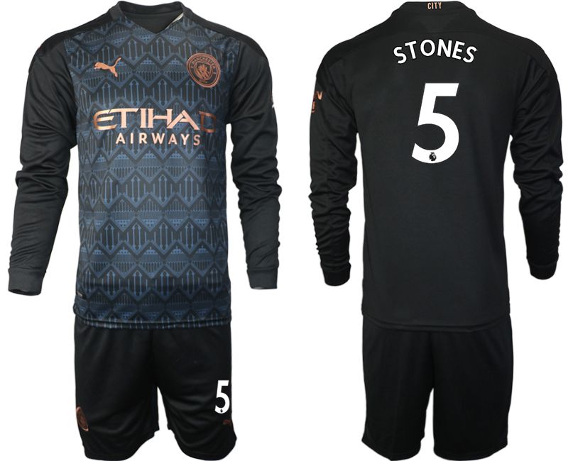 Men 2020-2021 club Manchester city home long sleeve #5 black Soccer Jerseys->manchester city jersey->Soccer Club Jersey
